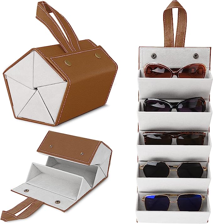 Estuche organizador de lentes de sol para hombres y mujeres, gafas de sol  retro para almacenamiento de múltiples gafas de sol